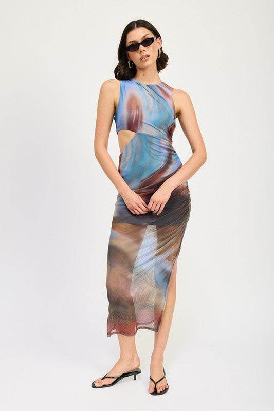 SLEEVELESS MIDI DRESS with CUT OUT