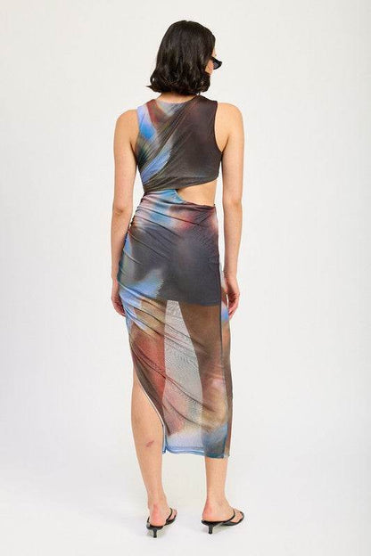 SLEEVELESS MIDI DRESS with CUT OUT