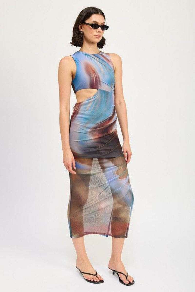 SLEEVELESS MIDI DRESS with CUT OUT