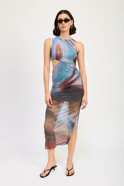 SLEEVELESS MIDI DRESS with CUT OUT